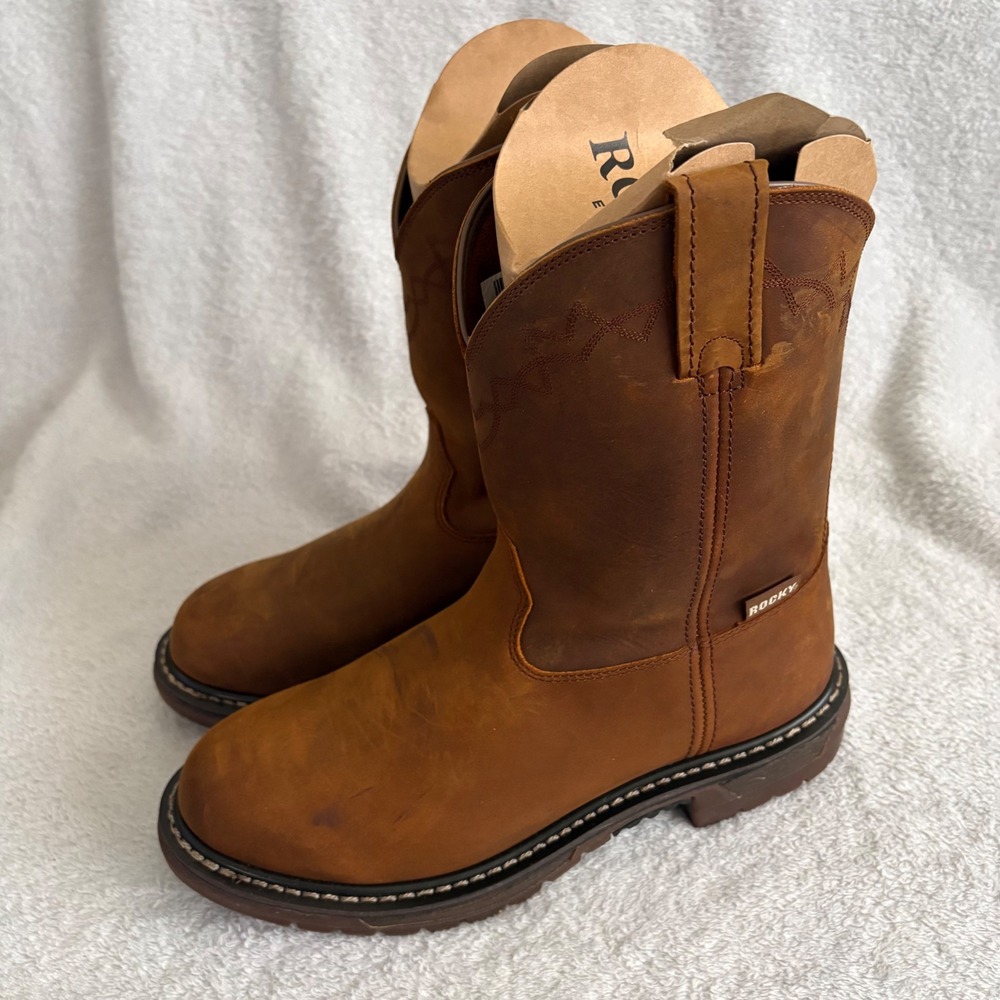Rocky Original Ride Roper Mens Tan Western Work Boots FQ0001108 Size 10.5 W